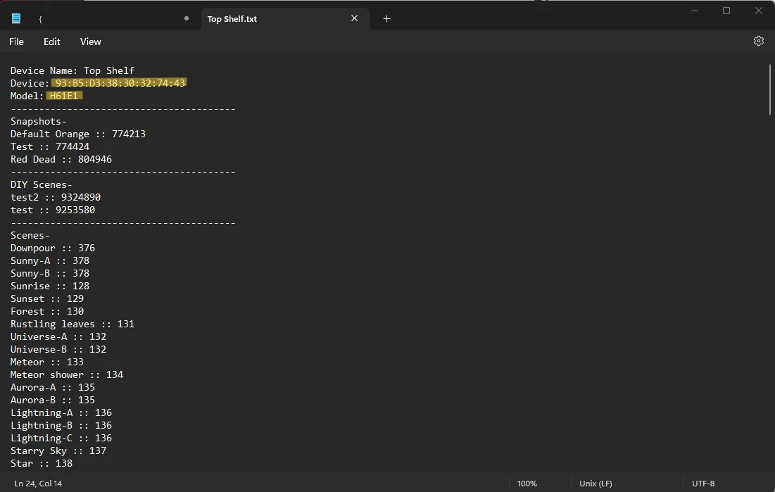 Displaying Govee Device Information