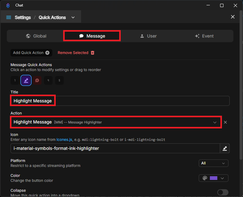 Step 3 — Assign the Highlight Action