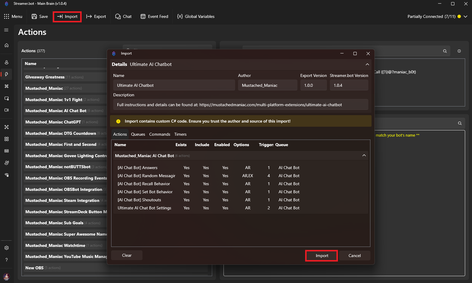 Importing The Ultimate AI Chat Bot into Streamer.bot