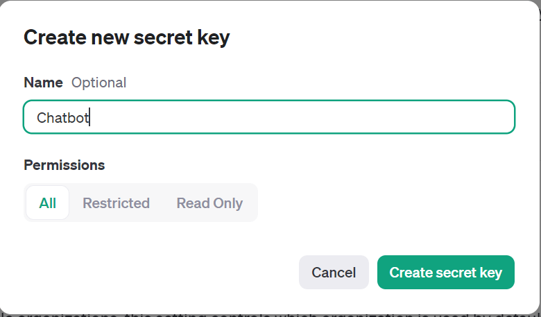 Naming application for OpenAI API Secret Key