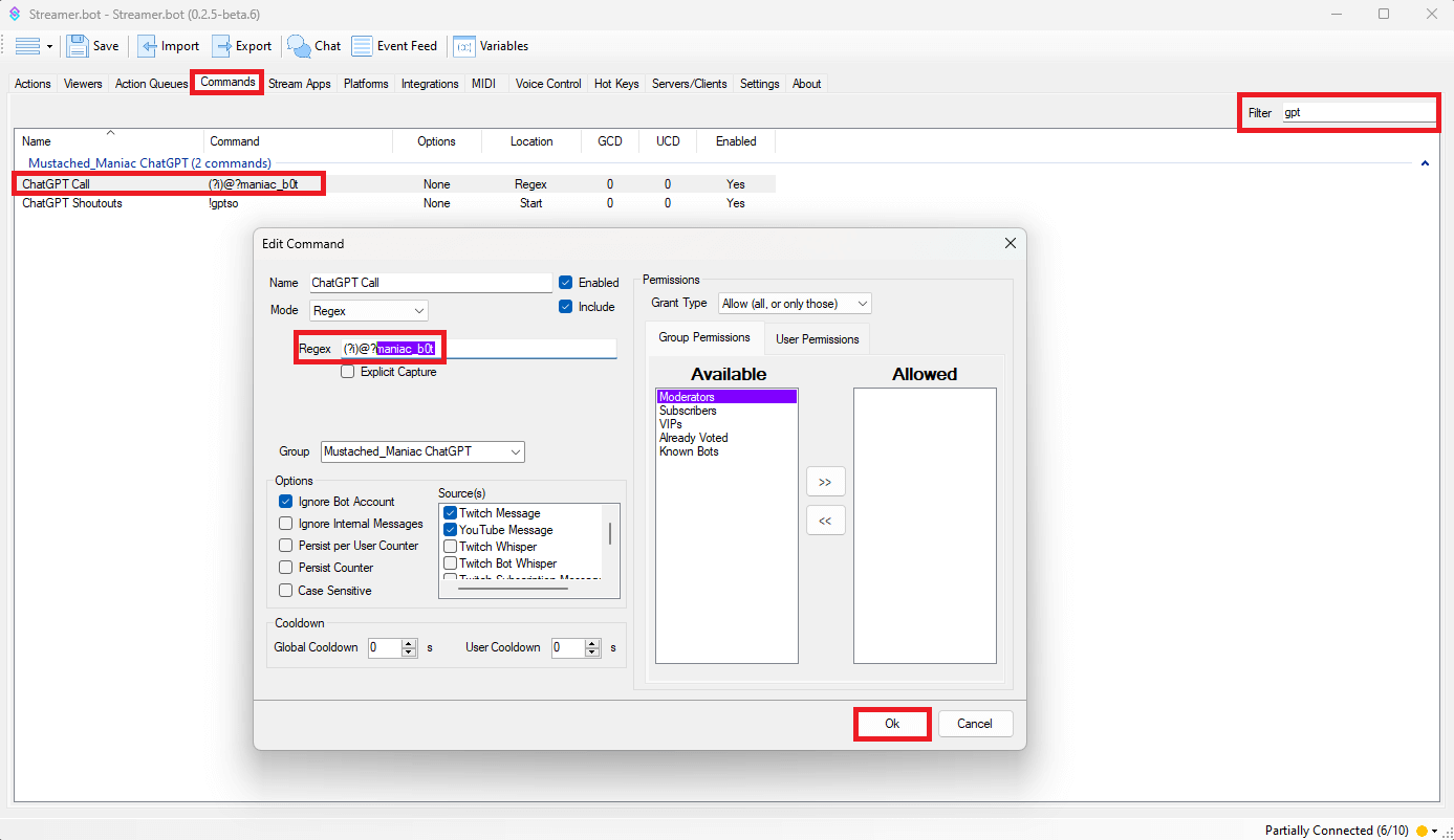 Setting up ChatGPT for Live Streaming