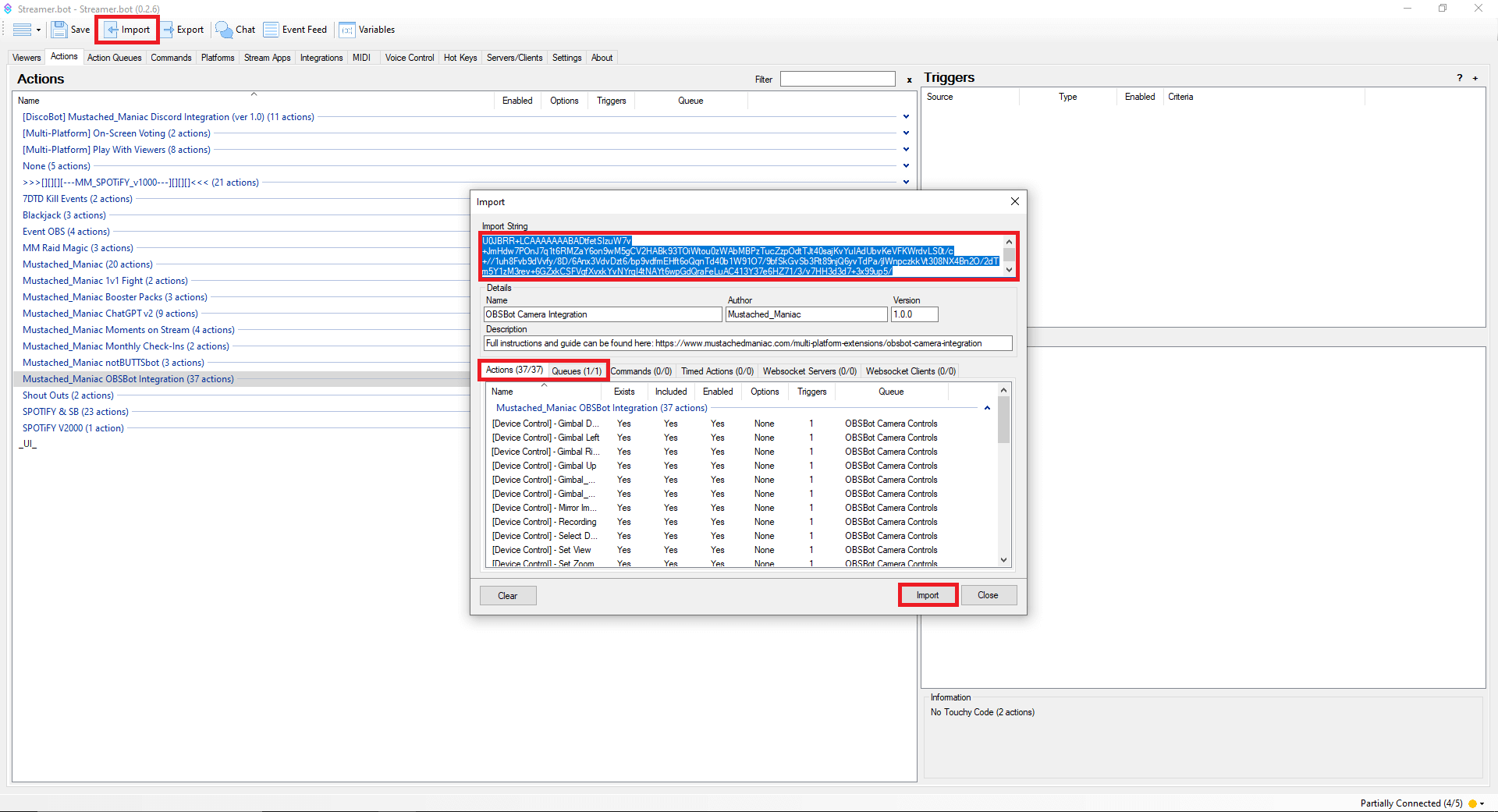 Importing code for OBSBot Camera Integration to Streamer.bot