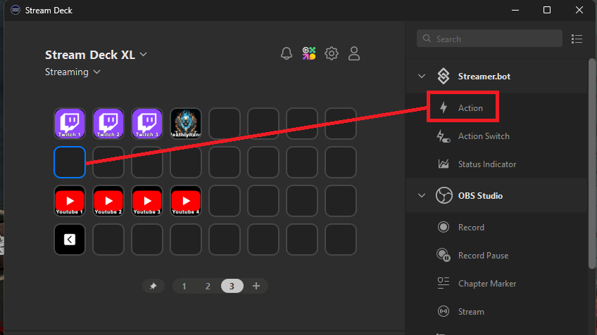 Assigning Streamer.bot Action to Stream Deck Button