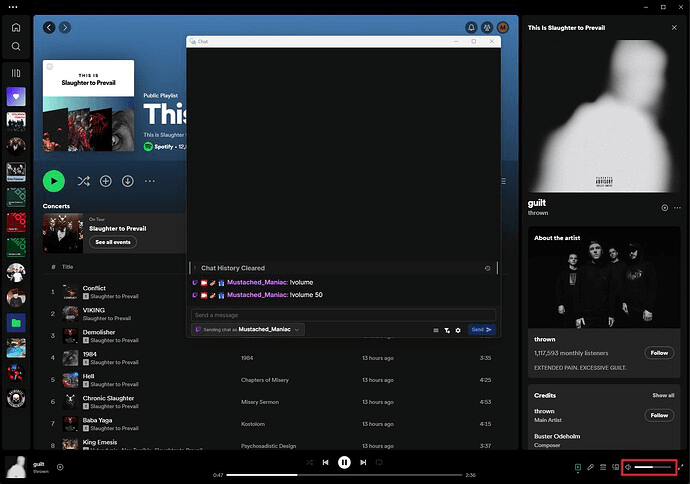 Volume Command for Spotify Live Streaming