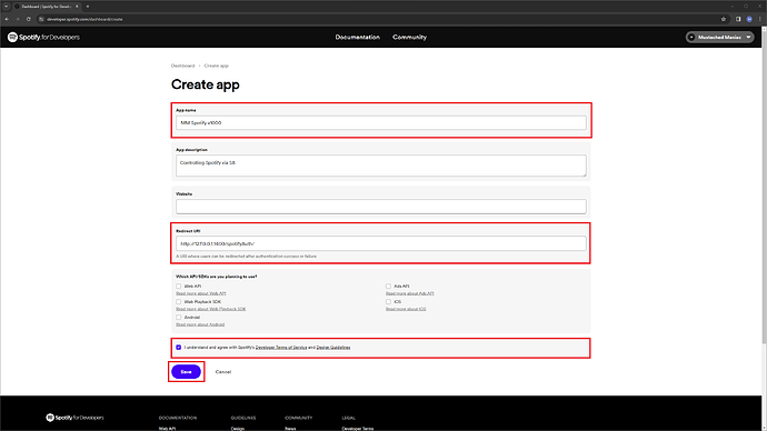 Spotify App Required Fields