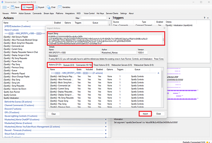 Importing Spotify Extension into Streamer.bot