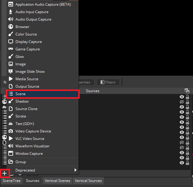 Adding a scene as a source in OBS